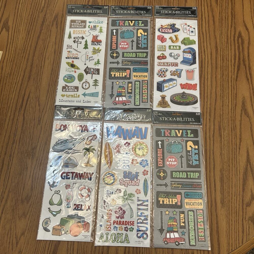Paper Studio Stickabilities Vacation Sticker Lot of 6 Craft Scrapbooking NEW